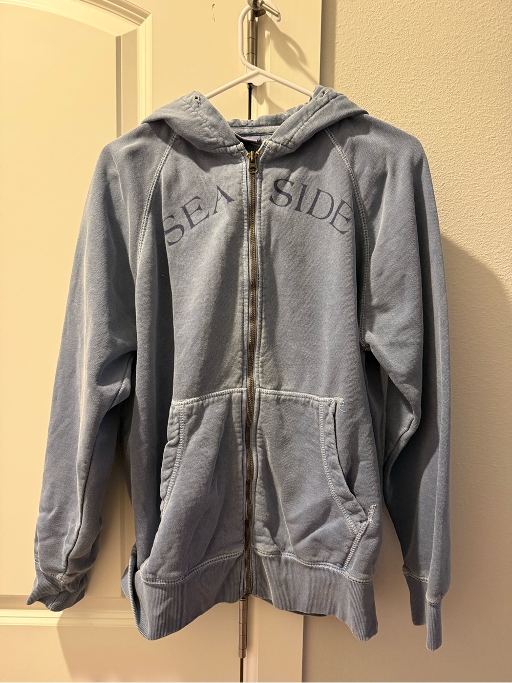 Seaside Light Blue Zip-Up Hoodie Jacket - Women